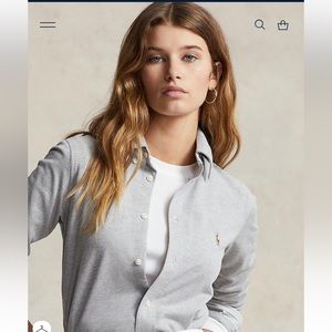 Ralph Lauren Gray Knit Fitted Cotton Oxford size L, women’s